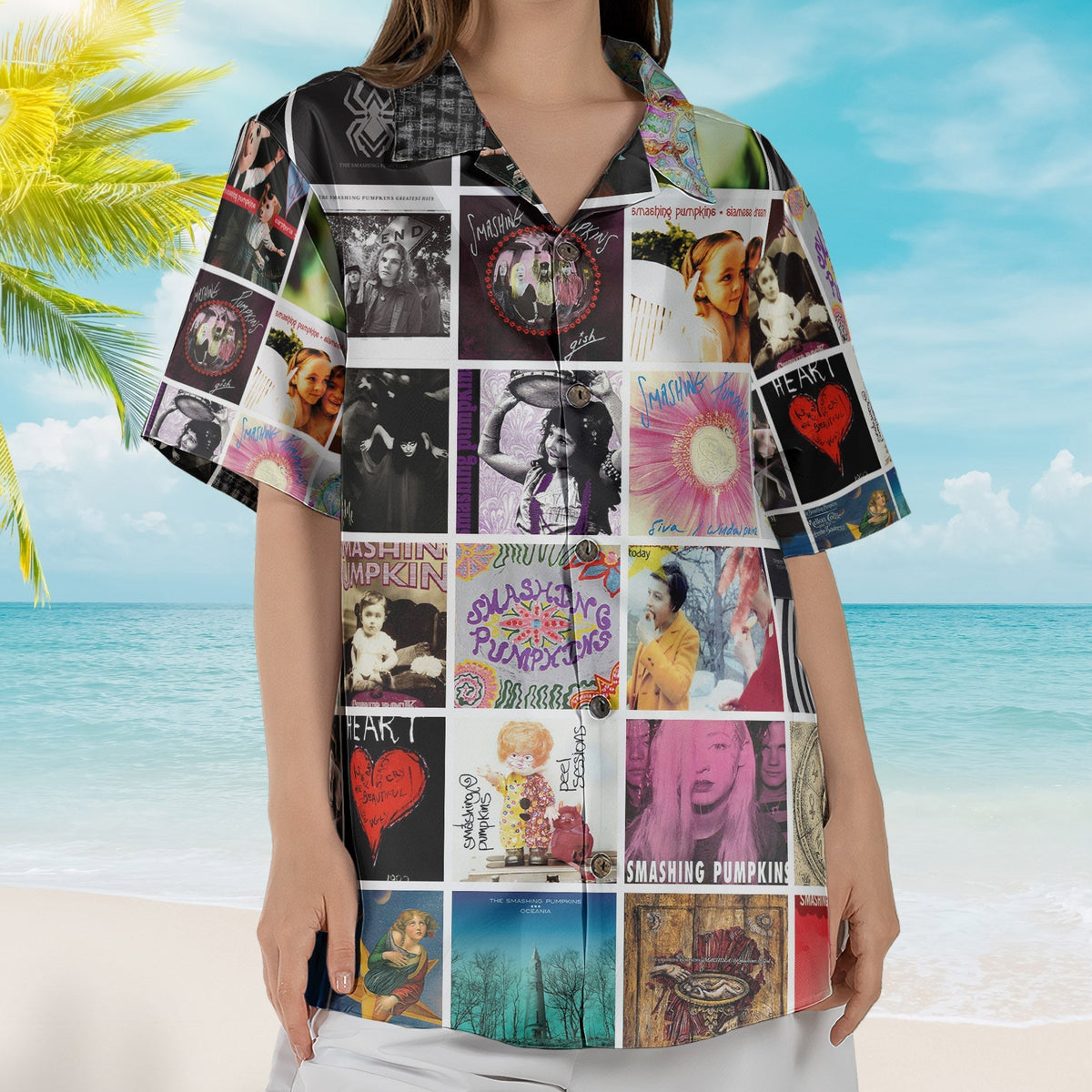 The Smashing Pumpkins Album Collage Hawaiian Shirt Rock Music Band Fan Shirt