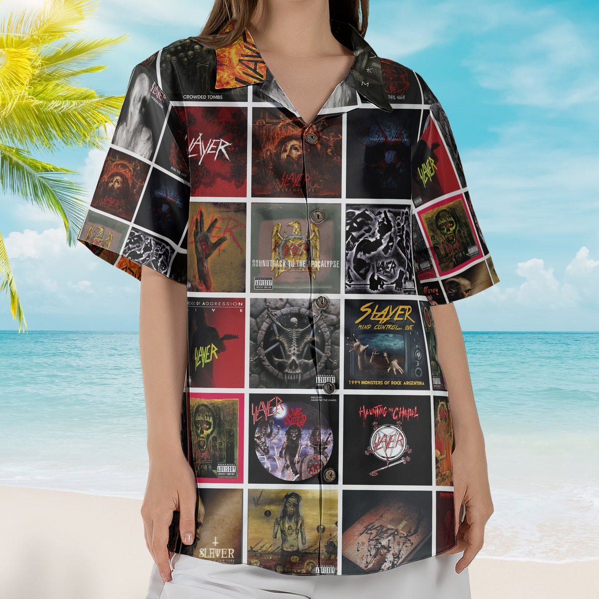 Slayer Album Collage Hawaiian Shirt Metal Music Band Fan Shirt