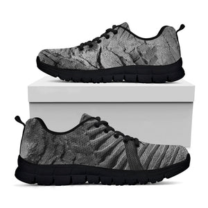 Monochrome Dinosaur Fossil Print Black Running Shoes