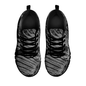 Monochrome Dinosaur Fossil Print Black Running Shoes