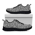 Monochrome Graffiti Hippie Pattern Print Black Running Shoes