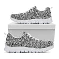 Monochrome Graffiti Hippie Pattern Print White Running Shoes