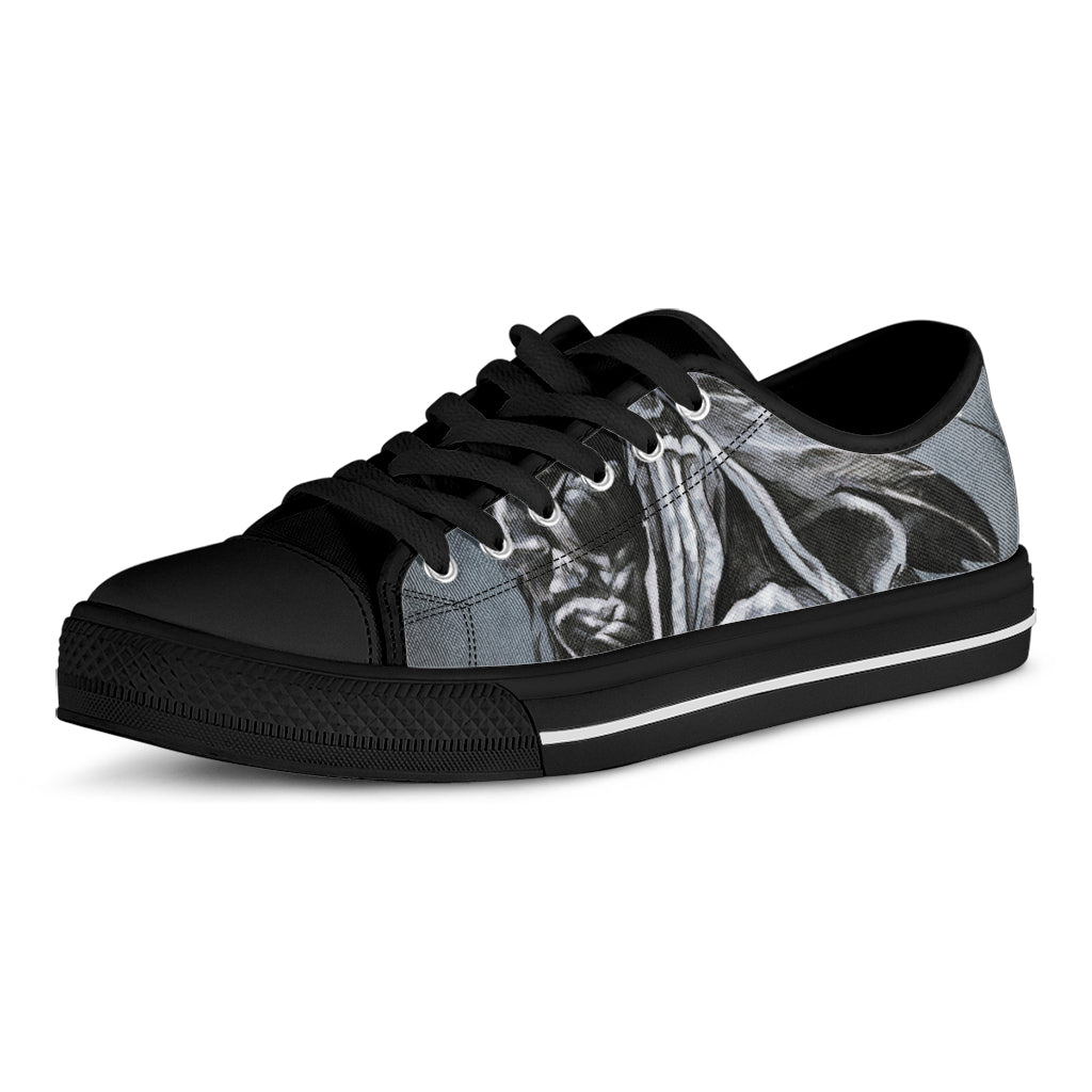Monochrome Native Indian Portrait Print Black Low Top Sneakers