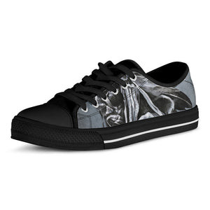 Monochrome Native Indian Portrait Print Black Low Top Sneakers