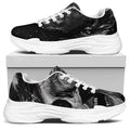 Monochrome Punk Skull Print White Chunky Shoes