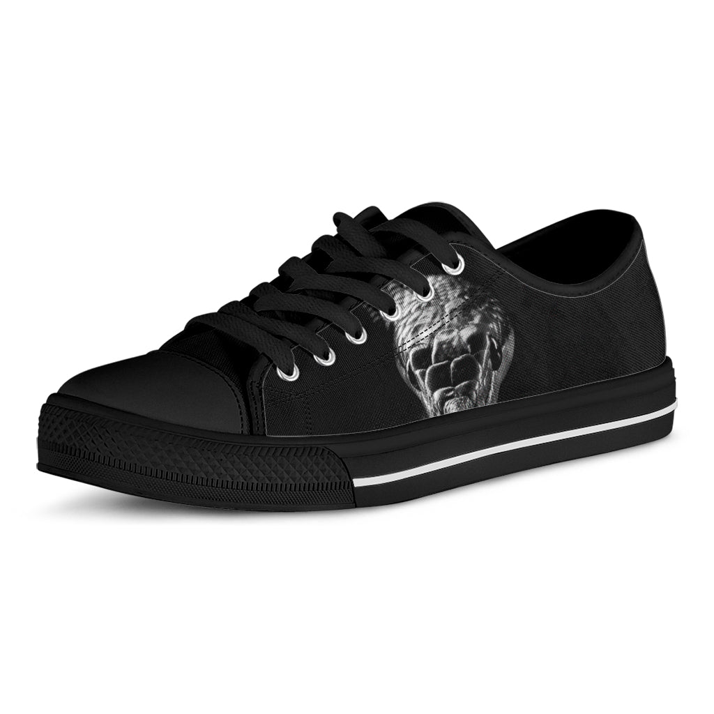 Monochrome Rhinoceros Ratsnake Print Black Low Top Sneakers