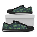 Monstera Palm Leaves Pattern Print Black Low Top Sneakers