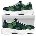 Monstera Palm Leaves Pattern Print White Chunky Shoes