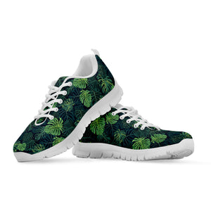 Monstera Palm Leaves Pattern Print White Running Shoes