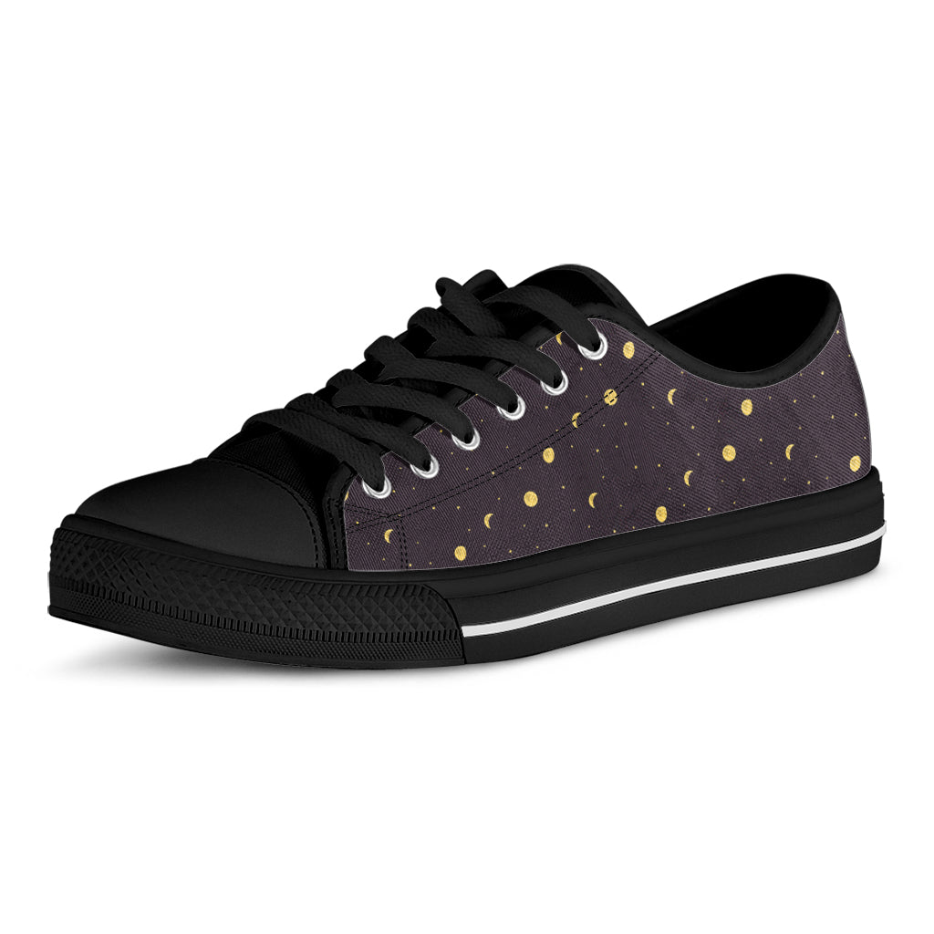 Moon Phase And Stars Pattern Print Black Low Top Sneakers