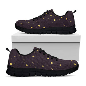 Moon Phase And Stars Pattern Print Black Running Shoes