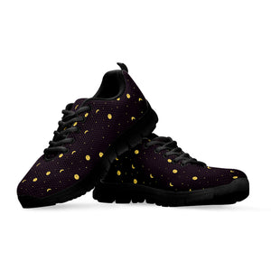 Moon Phase And Stars Pattern Print Black Running Shoes
