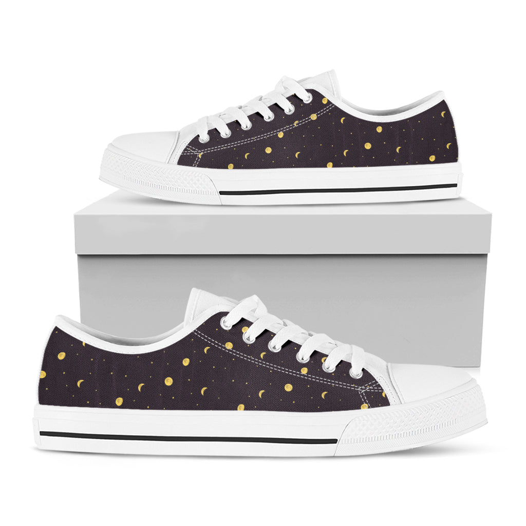 Moon Phase And Stars Pattern Print White Low Top Sneakers