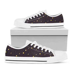 Moon Phase And Stars Pattern Print White Low Top Sneakers