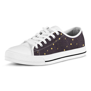 Moon Phase And Stars Pattern Print White Low Top Sneakers