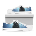 Moonlight Wolf Print White Low Top Sneakers