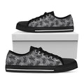 Motorcycle And Angel Pattern Print Black Low Top Sneakers