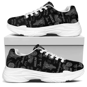 Motorcycle Quote Pattern Print White Chunky Shoes