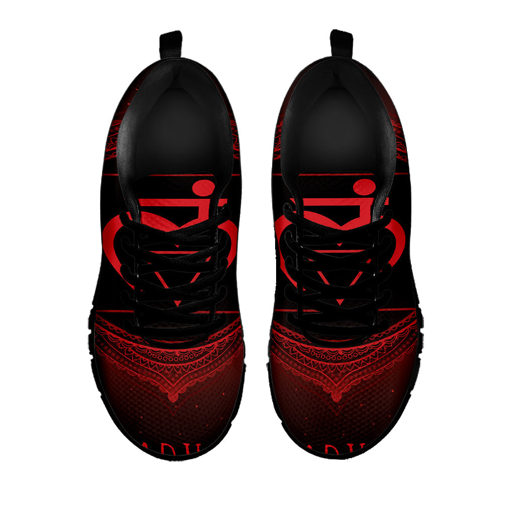 Muladhara Chakra Symbol Print Black Running Shoes