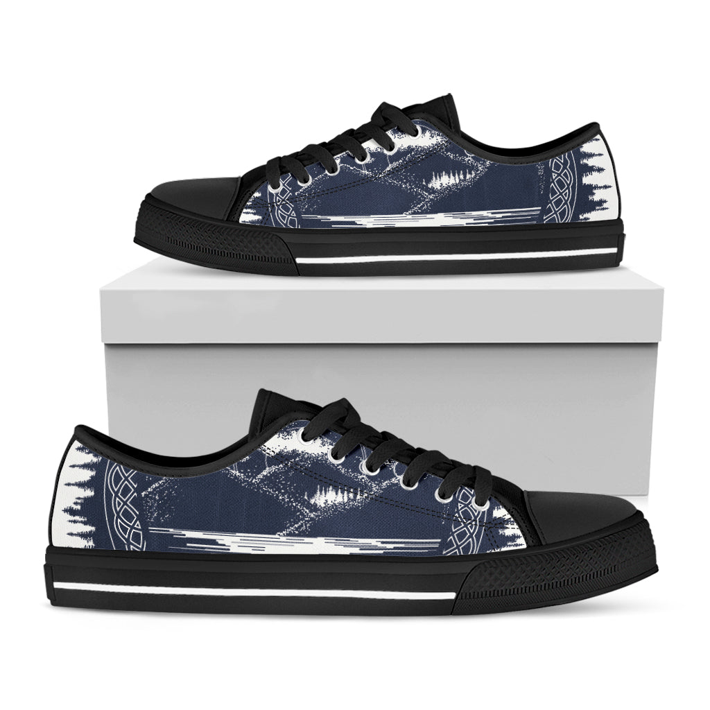 Mystical Lunar Phase Print Black Low Top Sneakers