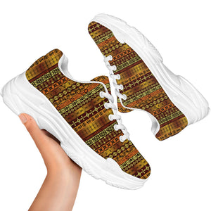 Native African Tribal Pattern Print White Chunky Shoes