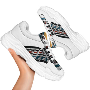 Native American Eagle Totem Print White Chunky Shoes