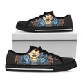 Native American Wolf Girl Print Black Low Top Sneakers