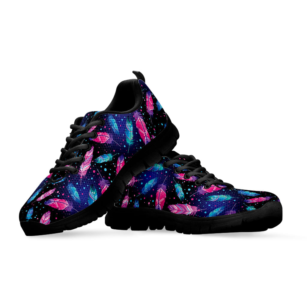 Native Feather Pattern Print Black Running Shoes
