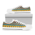 Native Indian Inspired Pattern Print White Low Top Sneakers