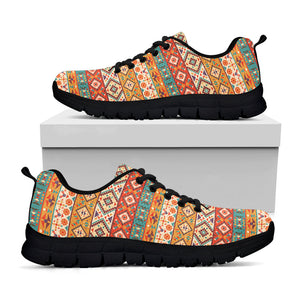 Navajo Native Pattern Print Black Running Shoes