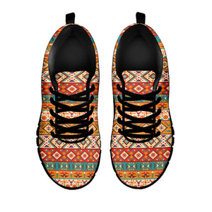 Navajo Native Pattern Print Black Running Shoes