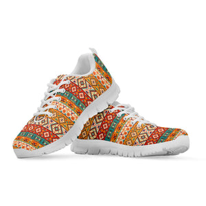 Navajo Native Pattern Print White Running Shoes