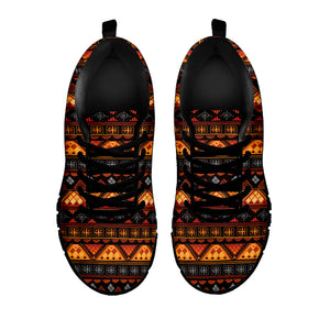 Native Tribal African Pattern Print Black Running Shoes