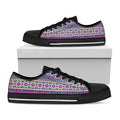 Native Tribal Ethnic Rose Pattern Print Black Low Top Sneakers