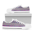 Native Tribal Ethnic Rose Pattern Print White Low Top Sneakers