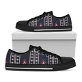 Native Tribal Navajo Pattern Print Black Low Top Sneakers