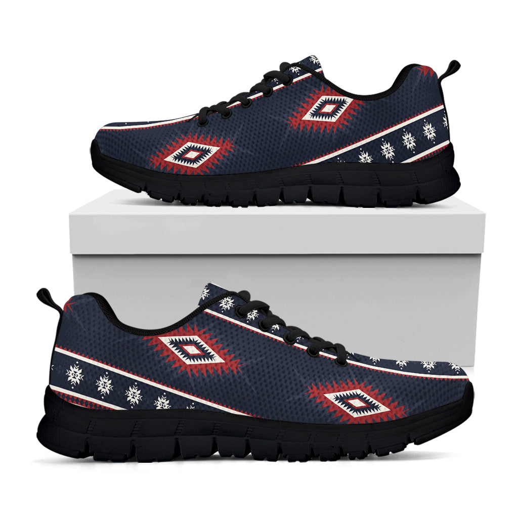 Native Tribal Navajo Pattern Print Black Running Shoes