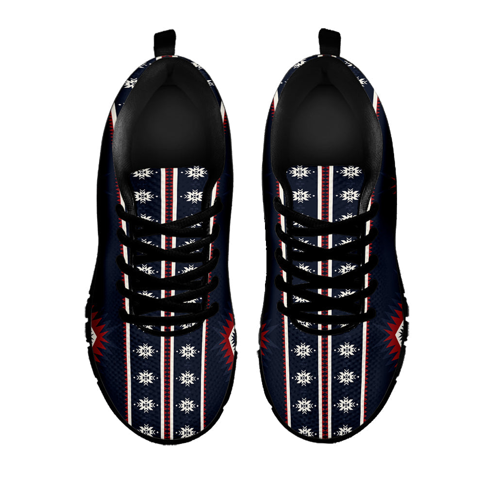 Native Tribal Navajo Pattern Print Black Running Shoes