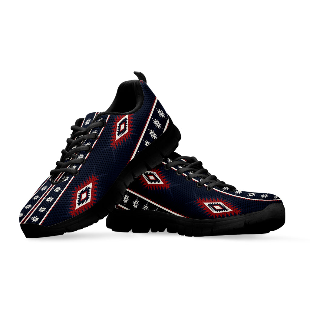 Native Tribal Navajo Pattern Print Black Running Shoes