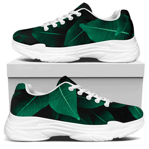 Natural Green Leaf Print White Chunky Shoes