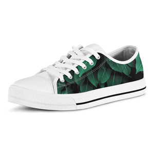 Natural Green Leaf Print White Low Top Sneakers