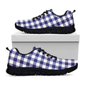Navy And White Buffalo Check Print Black Running Shoes