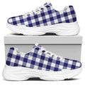 Navy And White Buffalo Check Print White Chunky Shoes