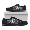 Navy And White Wolf Print Black Low Top Sneakers