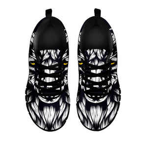 Navy And White Wolf Print Black Running Shoes