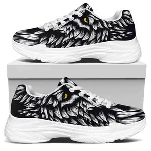 Navy And White Wolf Print White Chunky Shoes