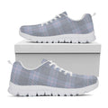 Navy Blue Prince of Wales Check Print White Running Shoes