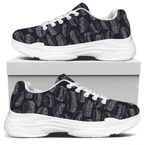 Navy Doodle Sandwich Pattern Print White Chunky Shoes