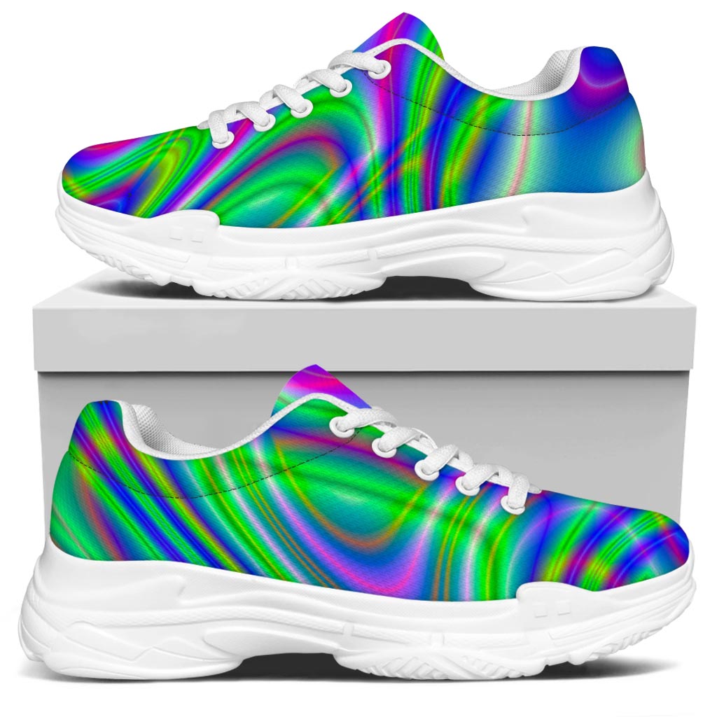Neon Green Psychedelic Trippy Print White Chunky Shoes