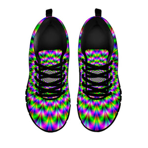 Neon Psychedelic Optical Illusion Black Running Shoes